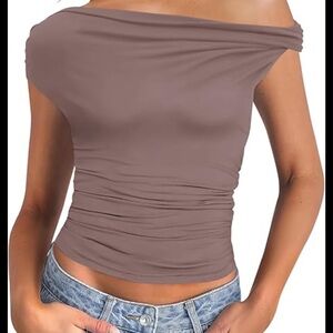Elegant Brown Off-Shoulder Top